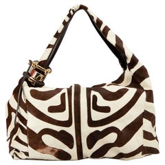 Jimmy Choo Braune Ponyhaar Zebra Saba Umhängetasche für Damen