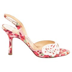 Jimmy Choo Women's Floral Satin Slingback Heeled Sandals