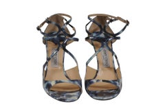 Jimmy Choo Womens Ivette Strappy Sandals Size US 12 IT 42 Marble Blue Open Toe