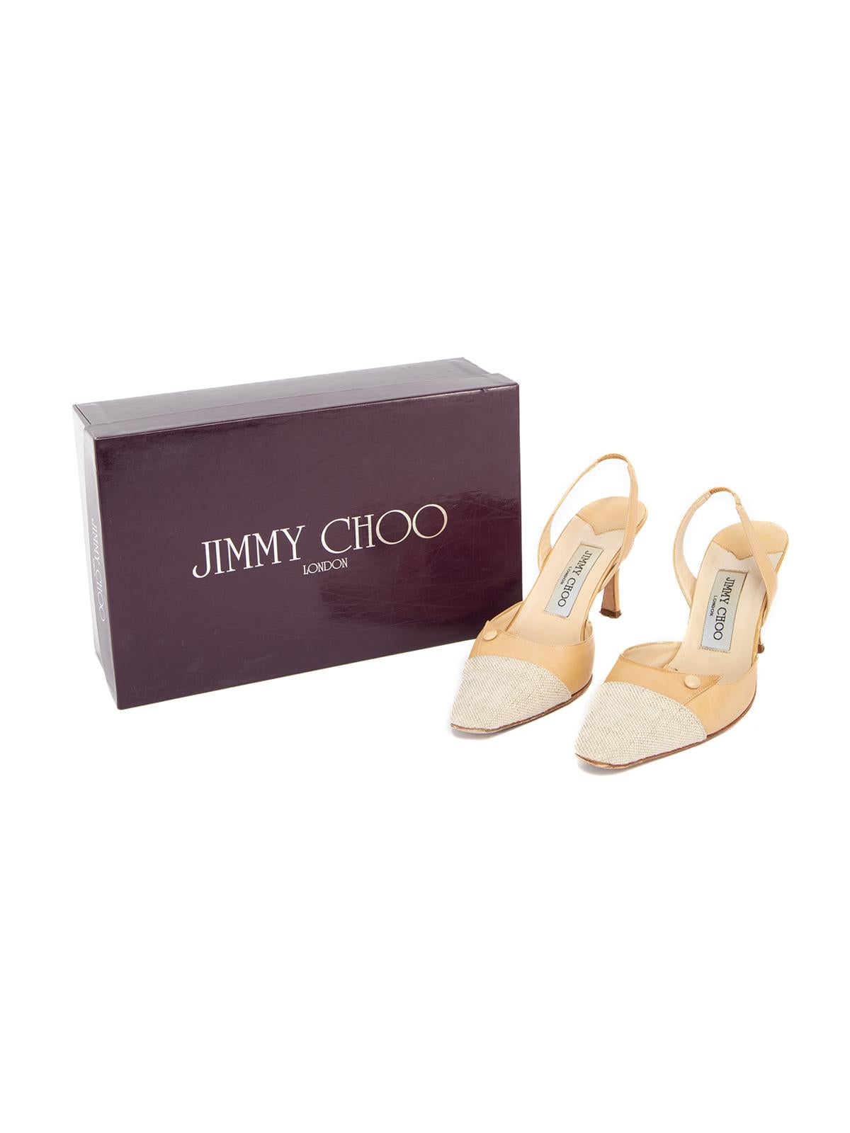 Jimmy Choo Damen-Leder- und Stoff-Slingback im Angebot 4