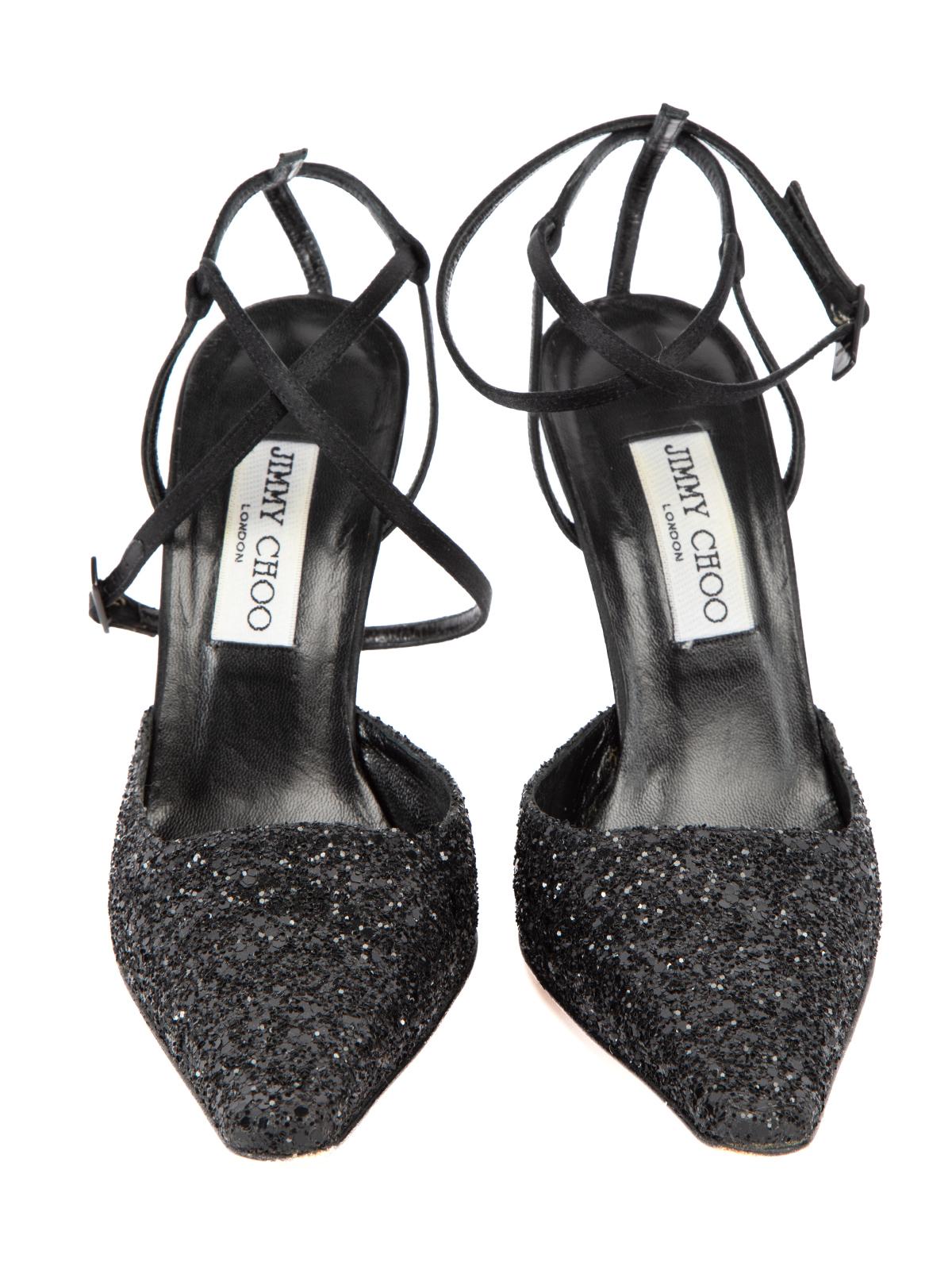 Black Jimmy Choo Women's Point Toe Glitter Heel