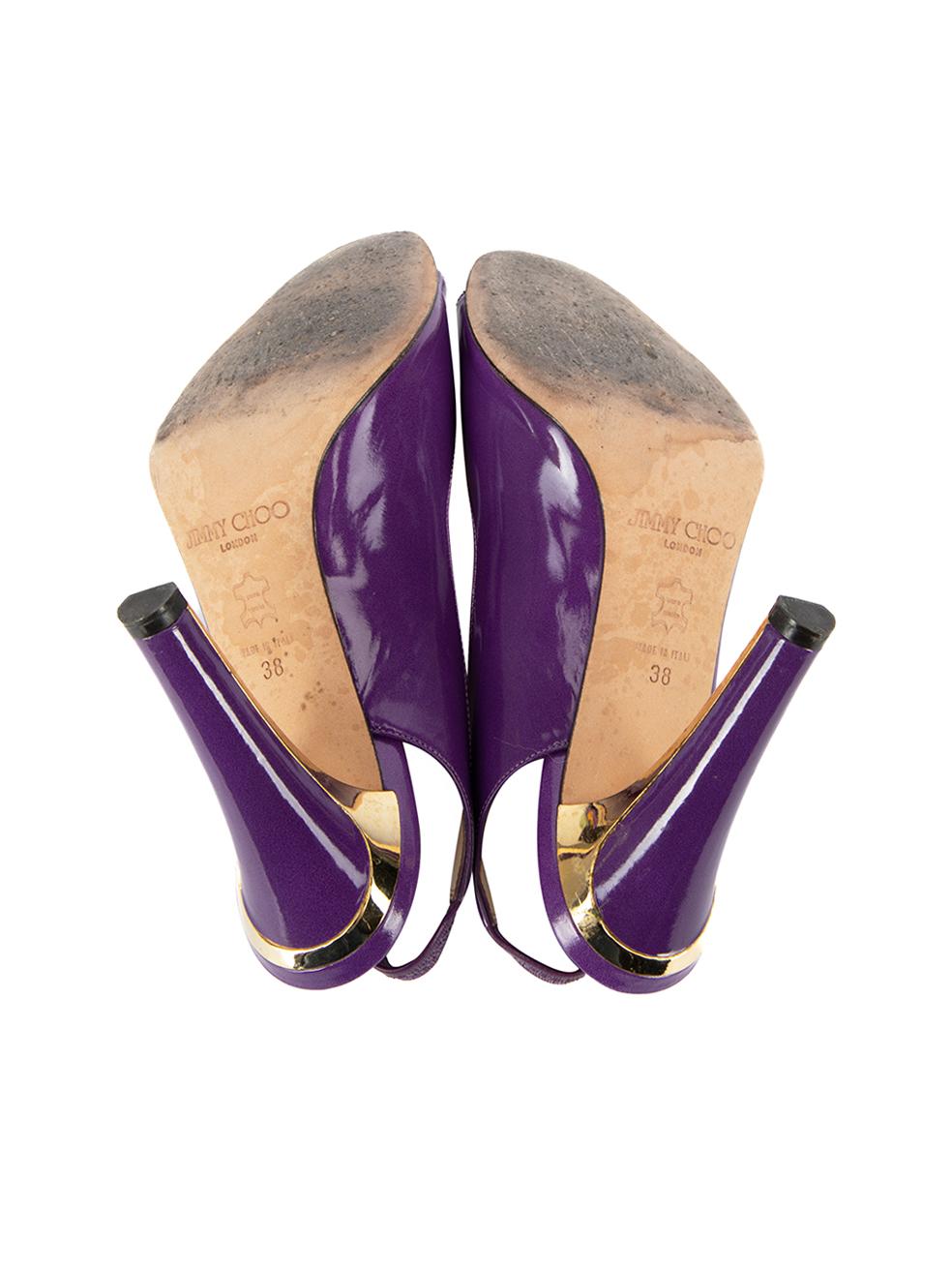 Jimmy Choo Women's Purple Patent Slingback Heels 1