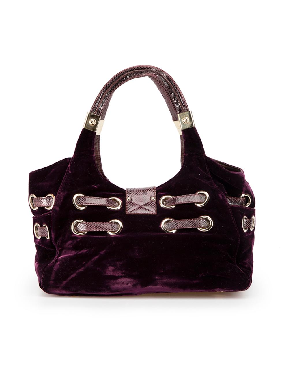Black Jimmy Choo Women's Purple Velvet Riki Shoulder Bag