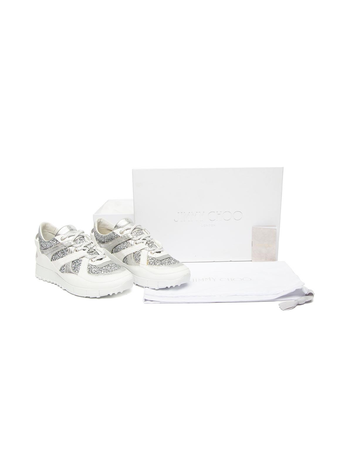 Gray Jimmy Choo Women's Seattle Glitter Leather Sneakers