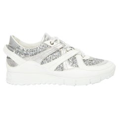 Jimmy Choo Seattle Glitter Leder-Turnschuhe für Damen