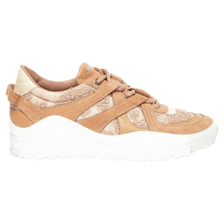 Jimmy Choo Women's Seattle Lace and Suede Sneakers For Sale at 1stDibs