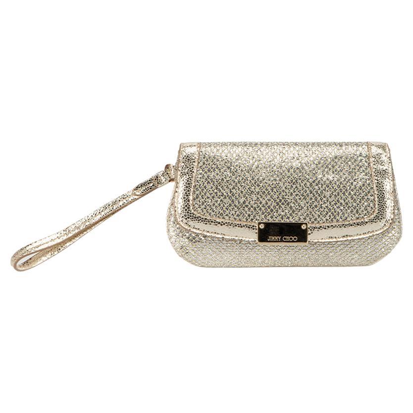 Jimmy Choo Women's Silver Glitter Clutch Bag For Sale