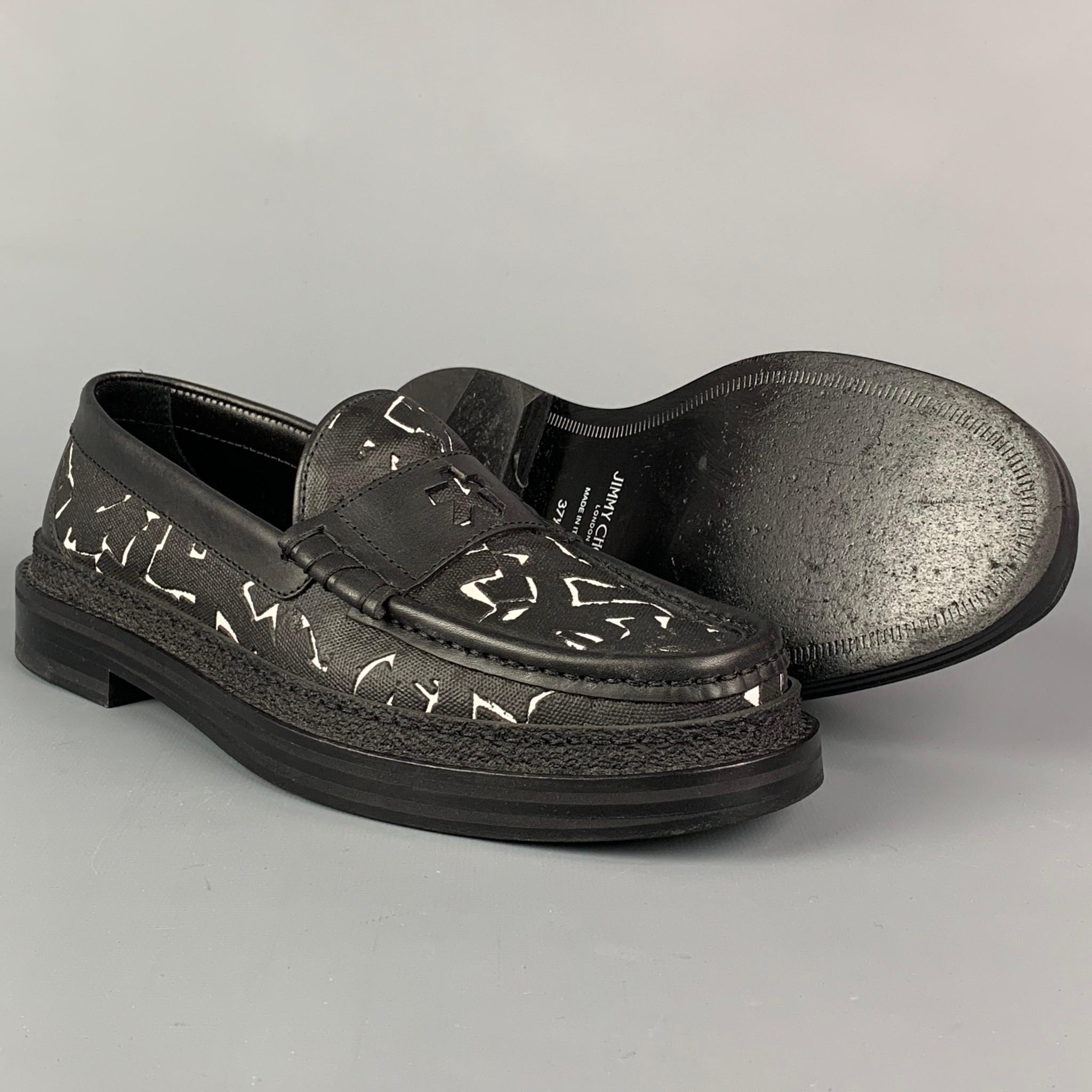 JIMMY CHOO x Eric Haze Kollektion kuratiert von Poggy Größe 7,5 Schwarz & Weiß Loafer im Zustand „Hervorragend“ in San Francisco, CA
