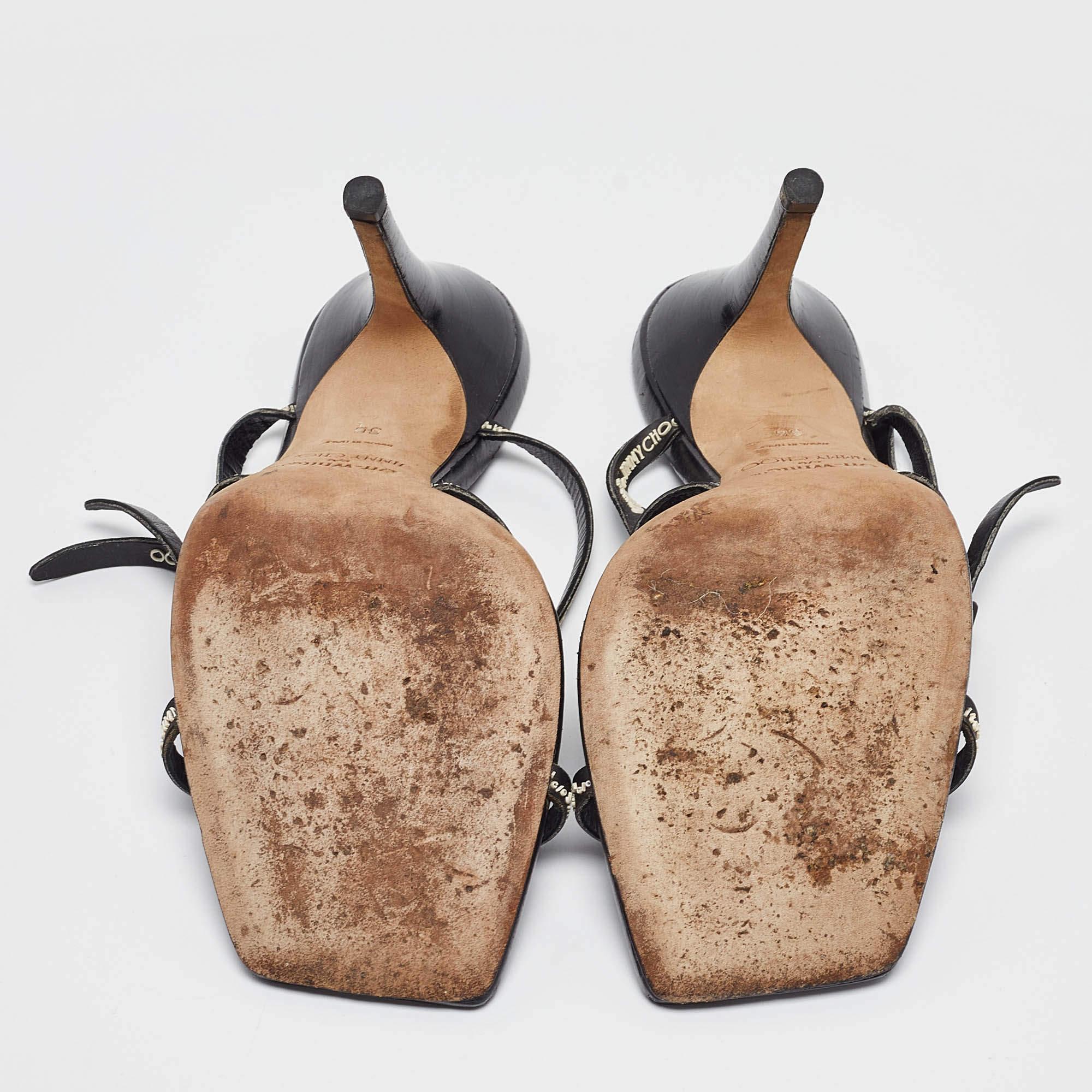 Jimmy Choo X Off-White Black Leather Jane Sandals Size 36 For Sale 2