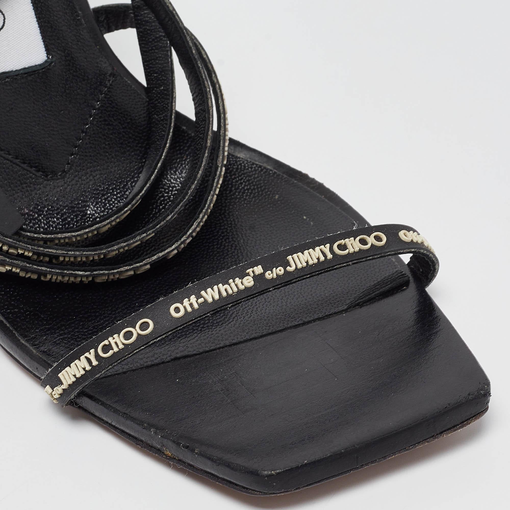Jimmy Choo X Off-White Black Leather Jane Sandals Size 36 For Sale 4