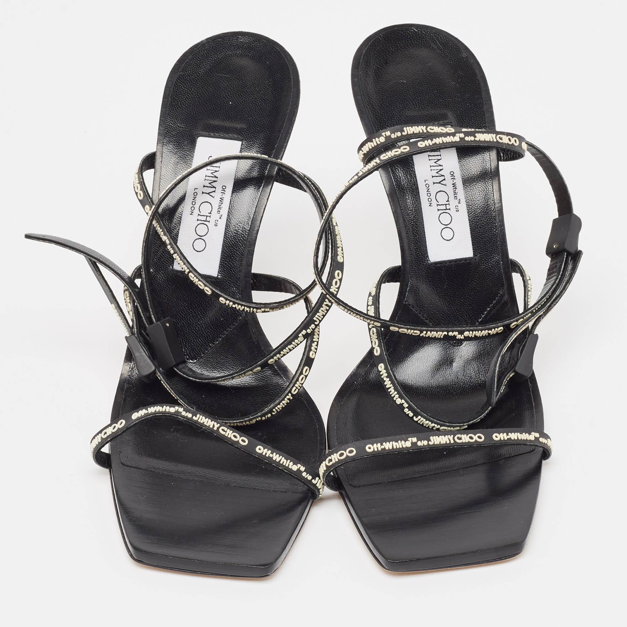 Jimmy Choo X Off White Black Leather Jane Sandals Size 39