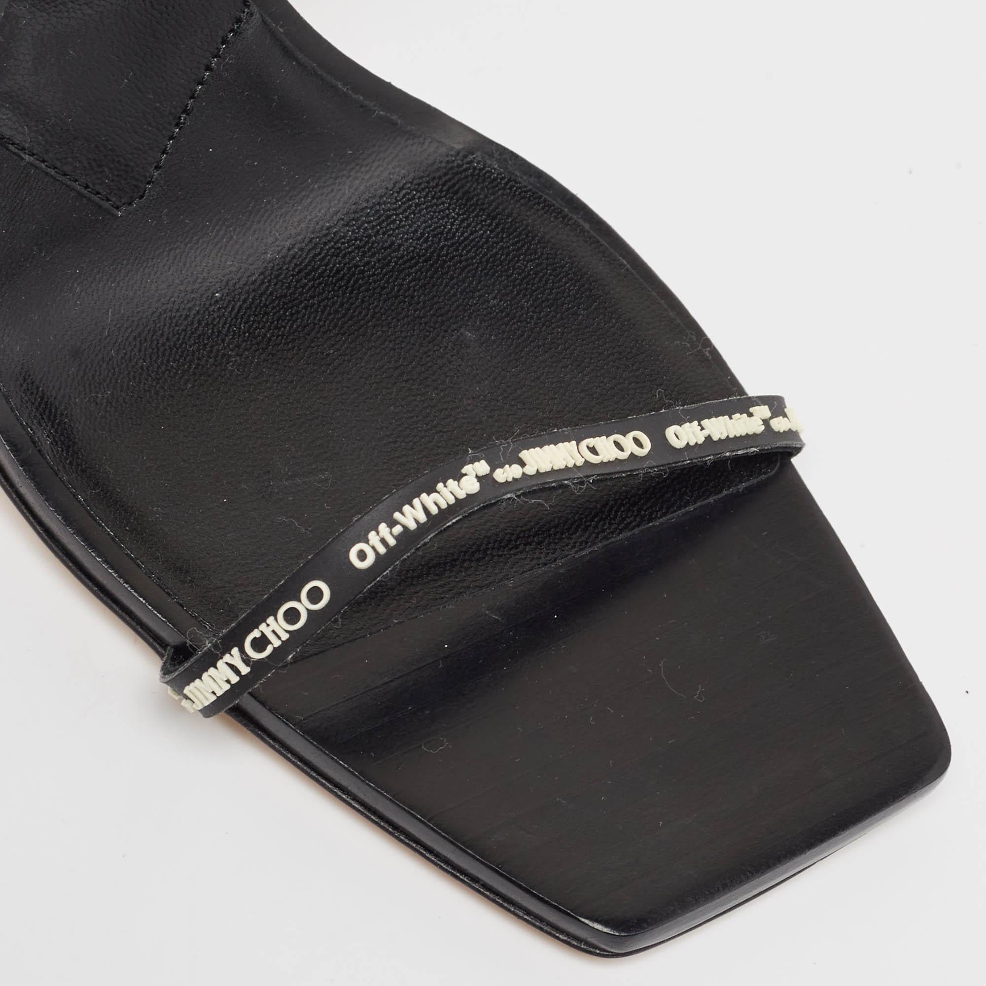 Jimmy Choo X Off-White  Black Leather Jane Sandals Size 39 For Sale 3