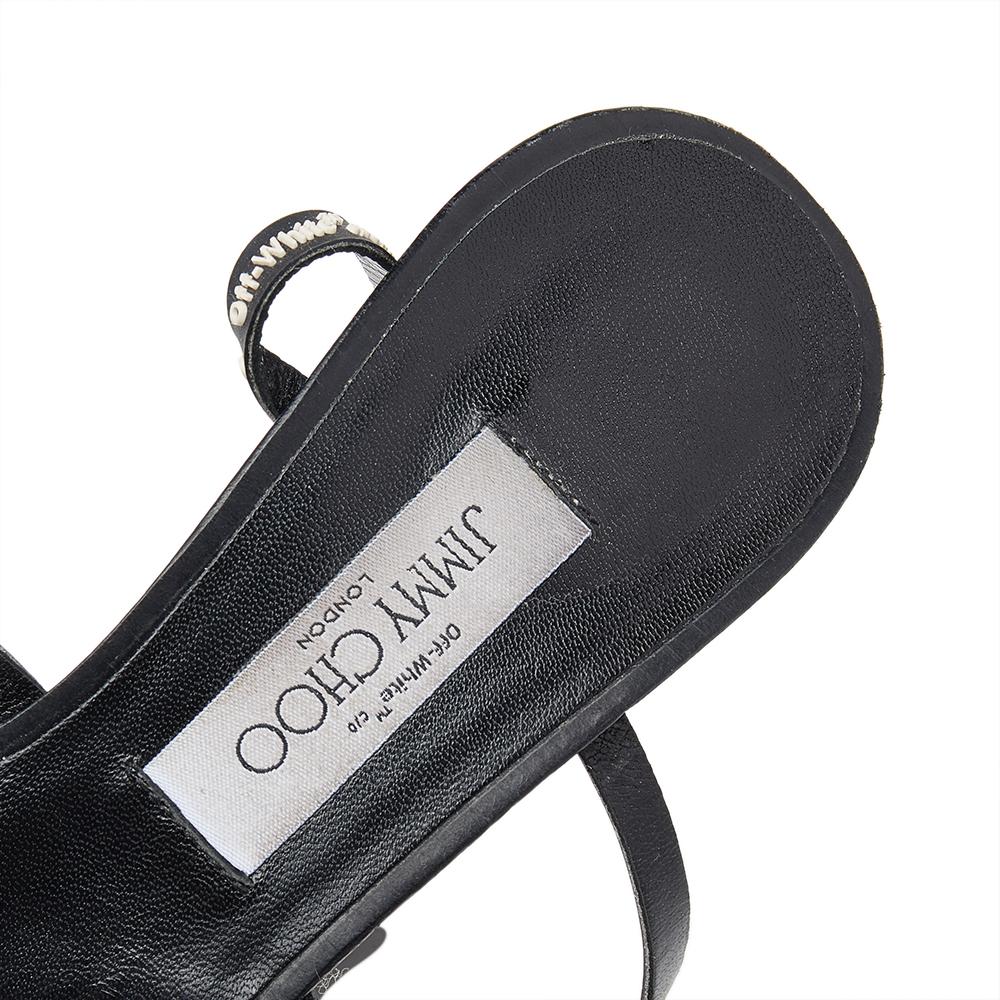 Jimmy Choo X Off-White Black Rubber Jane Ankle Strap Sandals Size 40 In Good Condition In Dubai, Al Qouz 2