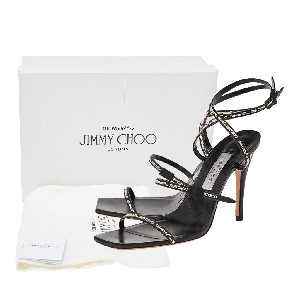 Jimmy Choo X Off-White Black Rubber Jane Ankle Strap Sandals Size 40 1