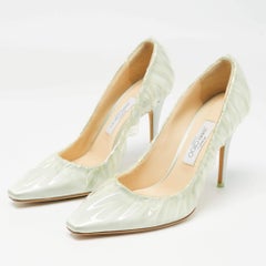 Jimmy Choo x Off-White Light Blue Satin and Pleated PVC Anne Pumps Size 39