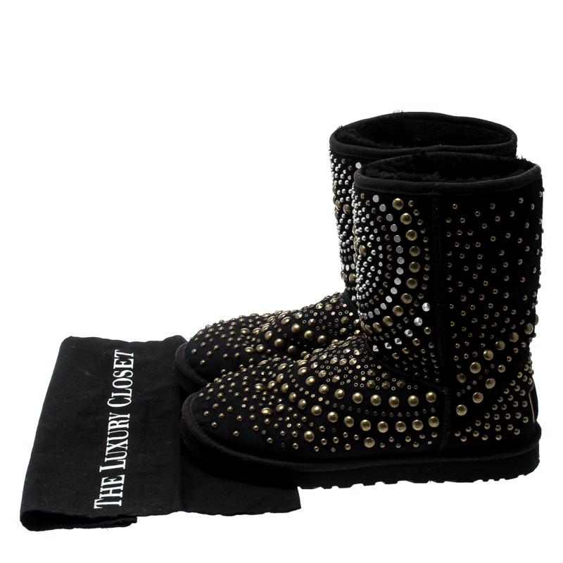 Jimmy Choo x Uggs Black Studded Suede Mandah Boots Size 40 For Sale at ...