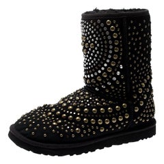 Jimmy Choo x Uggs Black Studded Suede Mandah Boots Size 40