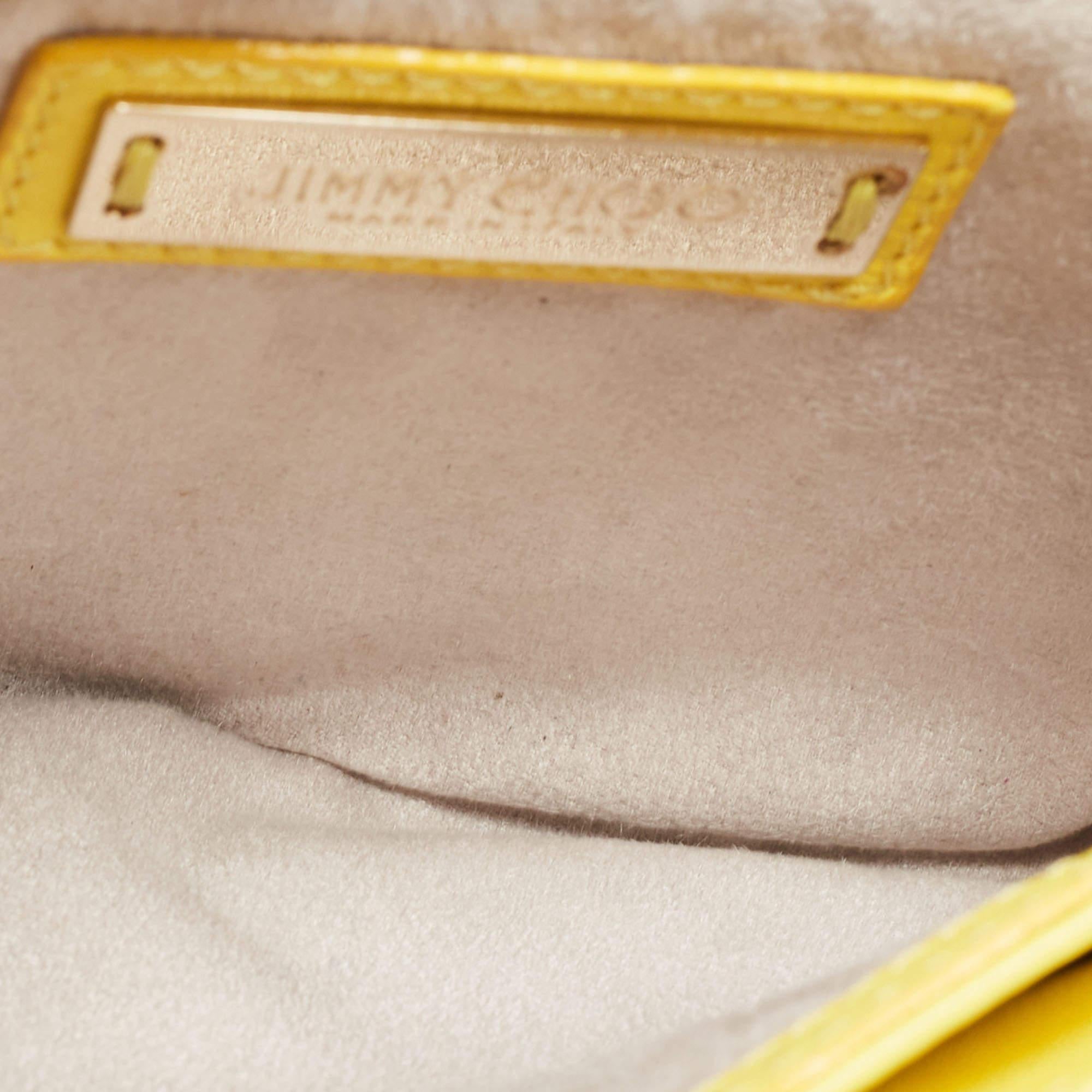 Jimmy Choo Yellow/Black Leather and Watersnake Trim Leather Zadie Chain Bag 10