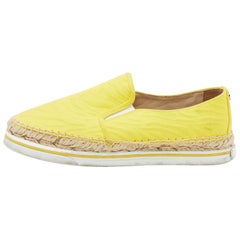 Jimmy Choo Yellow Canvas Dawn Slip On Espadrille Sneakers Size 35.5