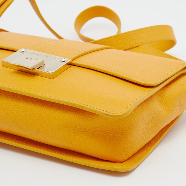 Jimmy Choo Yellow Leather Rebel Flap Top Handle Bag at 1stDibs
