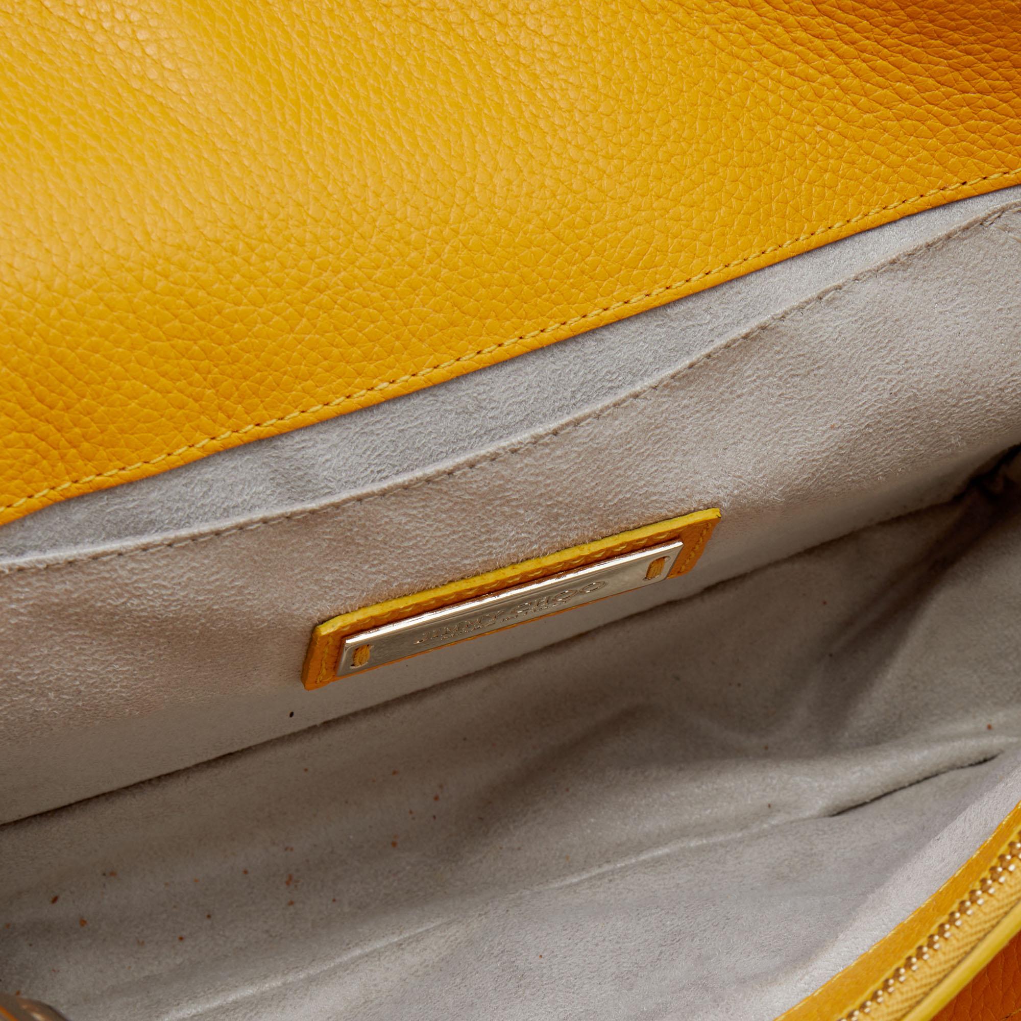 Jimmy Choo Yellow Leather Rebel Flap Top Handle Bag 2