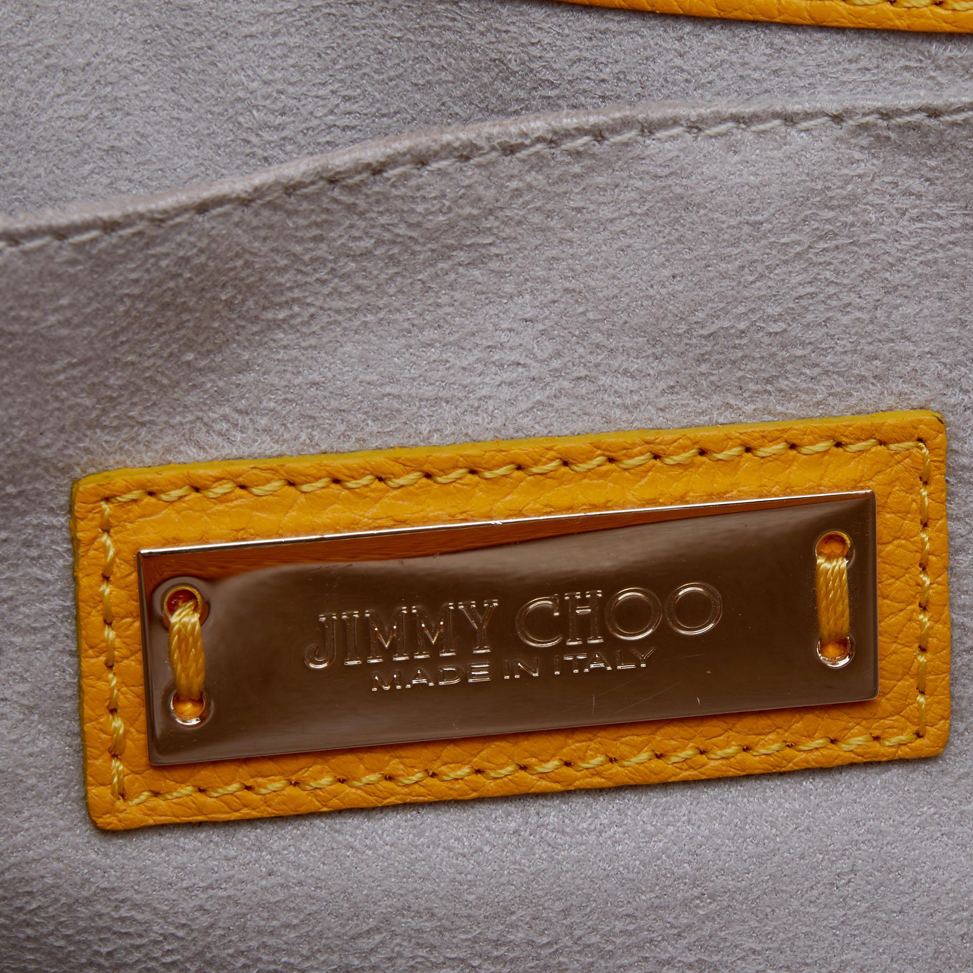Jimmy Choo Yellow Leather Rebel Flap Top Handle Bag 3