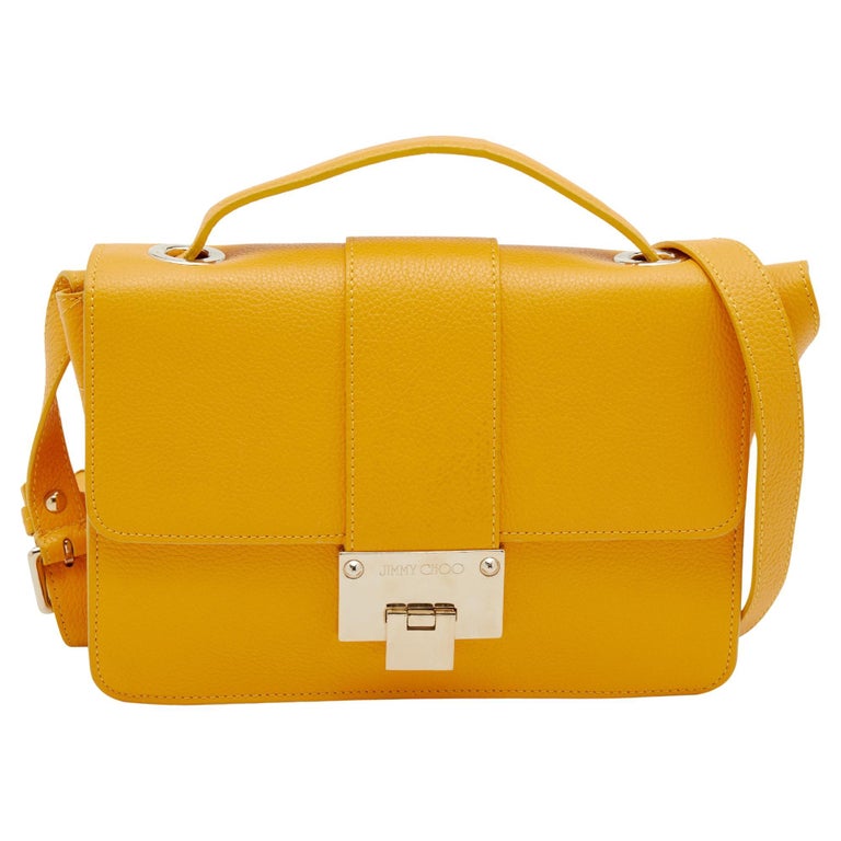 Jimmy Choo Yellow Leather Rebel Flap Top Handle Bag For Sale at 1stDibs