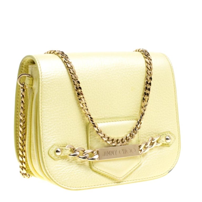 Jimmy Choo Yellow Leather Shadow Chain Crossbody Bag For Sale at 1stDibs