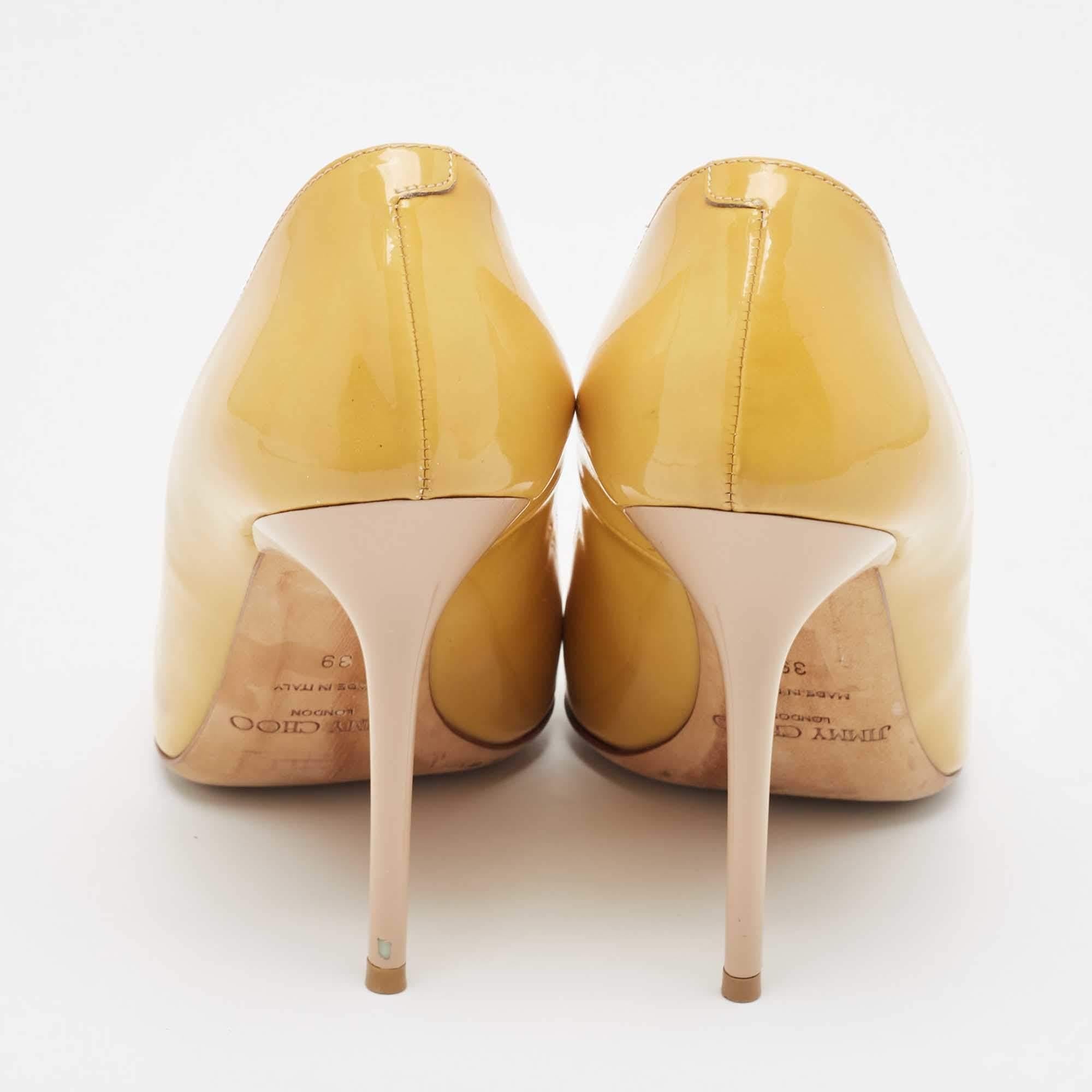 Women's Jimmy Choo Yellow Patent Leather Abel Pumps Size 39 For Sale