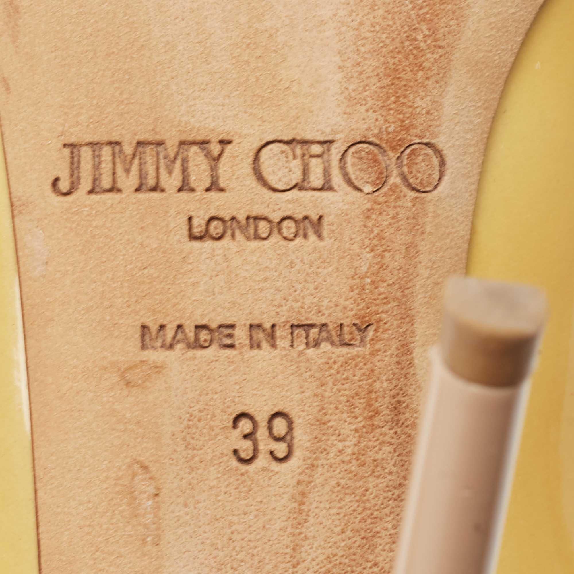 Jimmy Choo Yellow Patent Leather Abel Pumps Size 39 For Sale 3