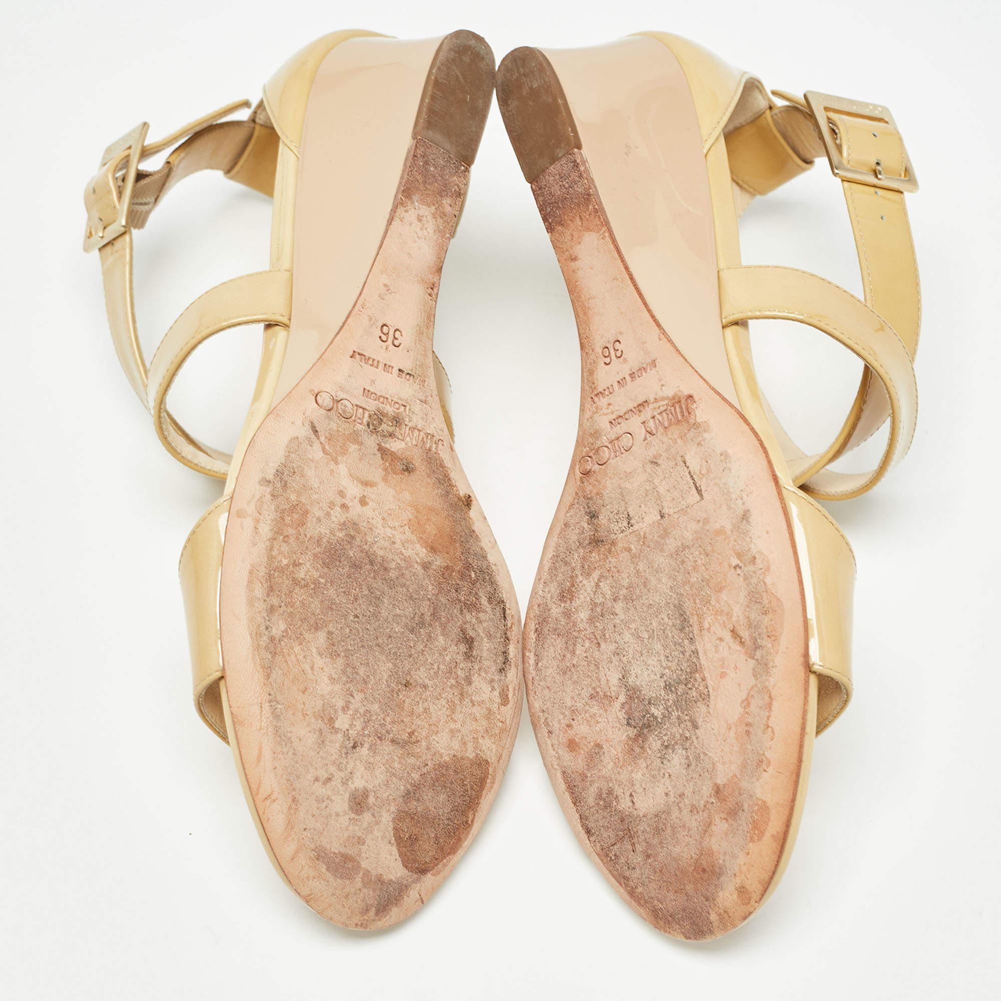 Jimmy Choo Yellow Patent Leather Chiara Sandals Size 36 For Sale 1