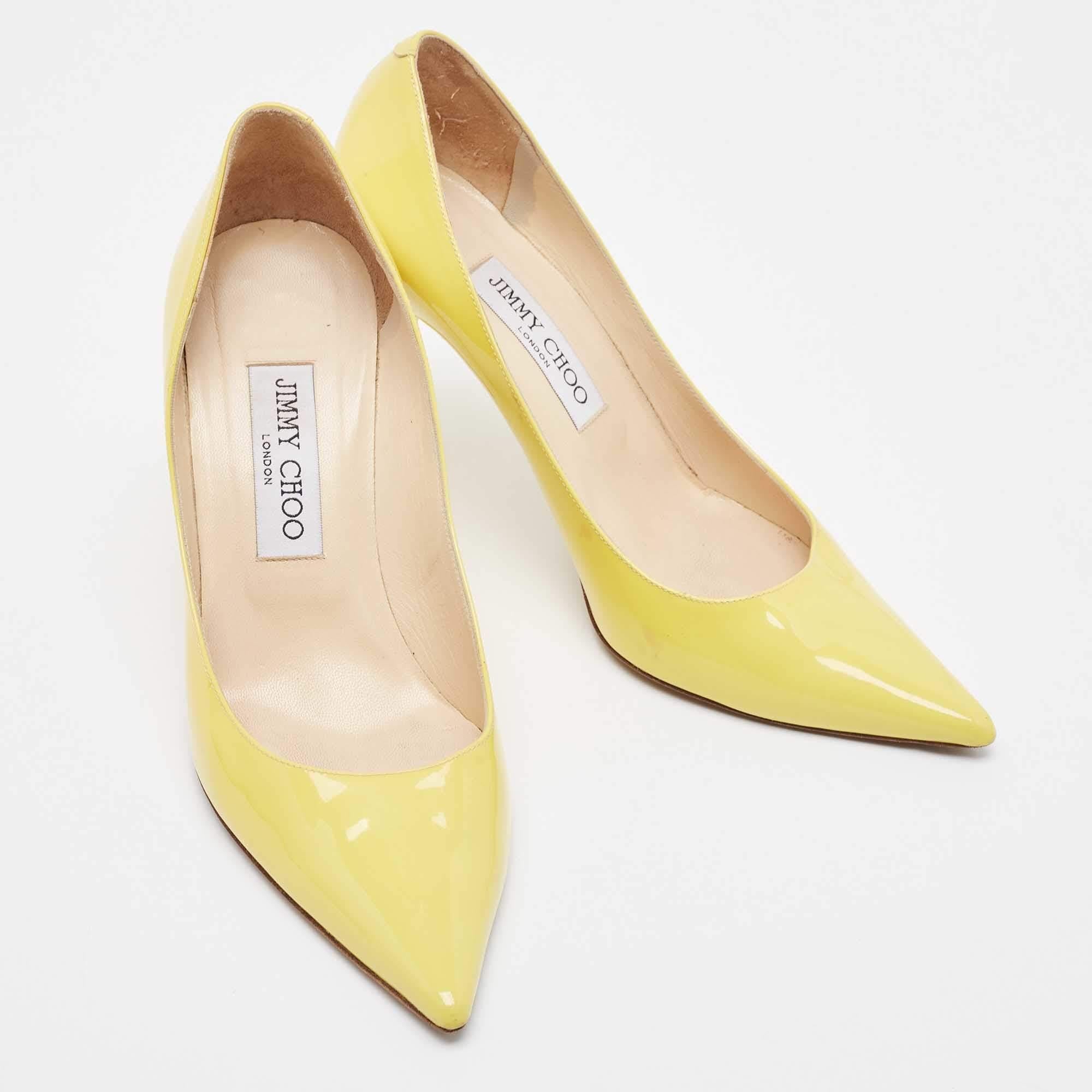 Jimmy Choo Yellow Patent Leather Love Pumps Size 37 1