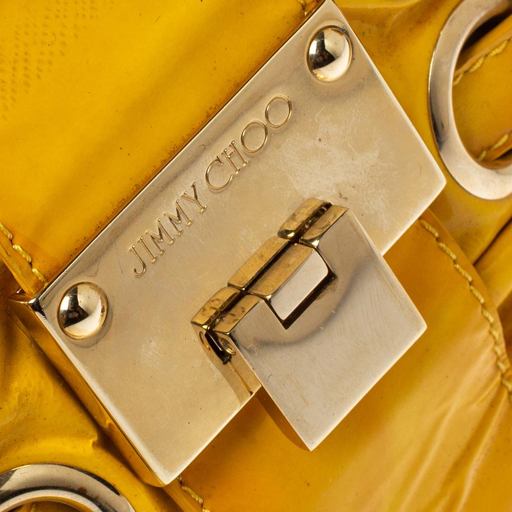 Jimmy Choo Yellow Patent Leather Rio Shoulder Bag 2