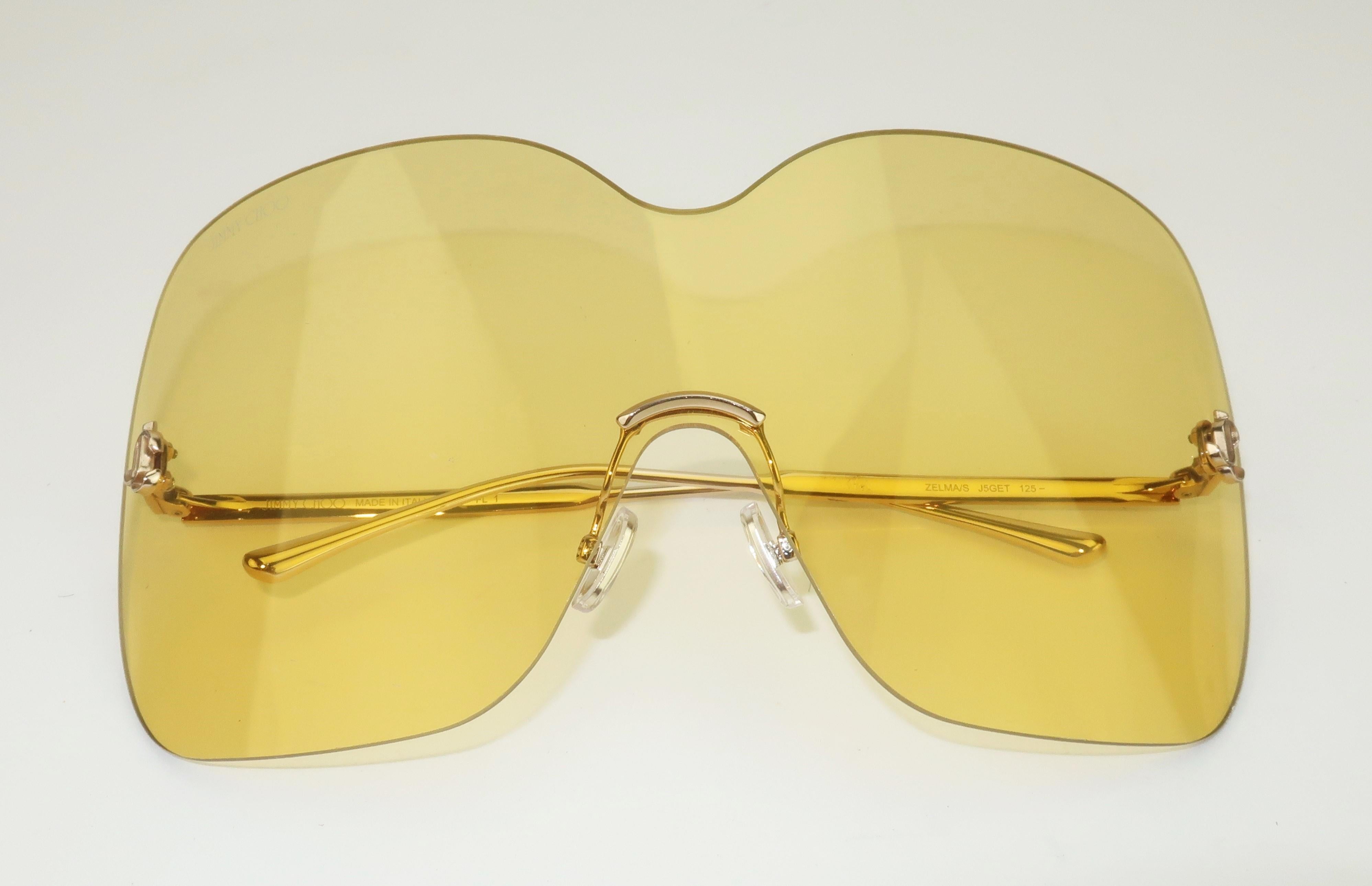 Jimmy Choo Yellow Zelma Wraparound Sunglasses en vente 8