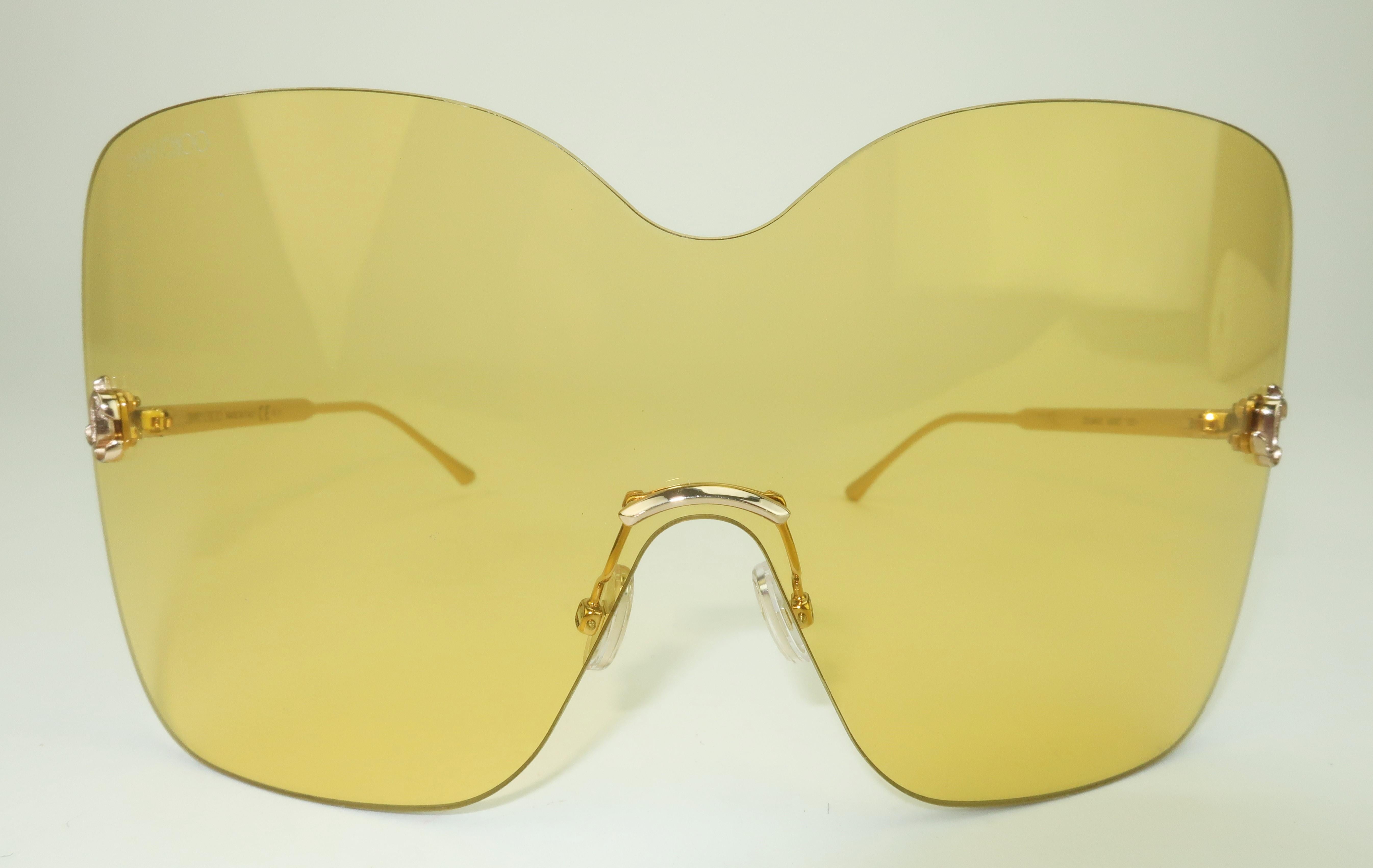 Jimmy Choo Yellow Zelma Wraparound Sunglasses en vente 1