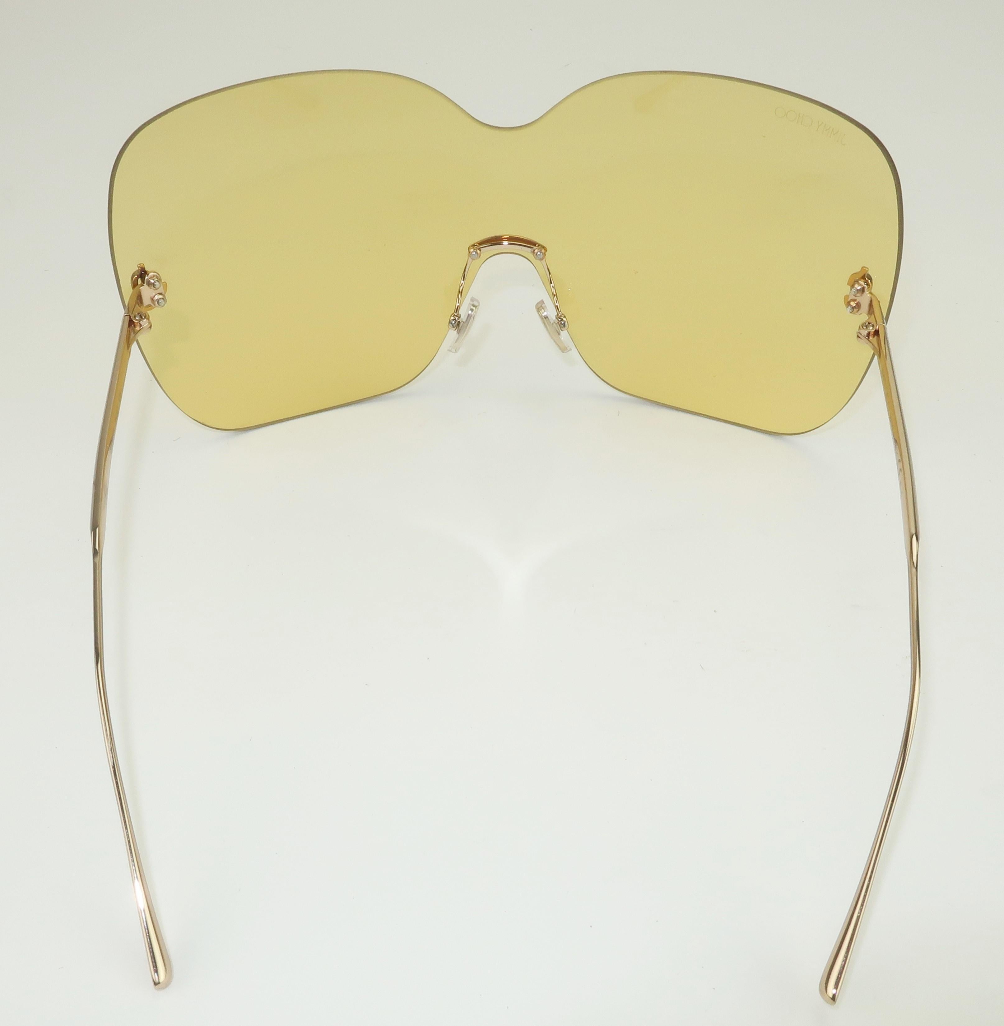 Jimmy Choo Yellow Zelma Wraparound Sunglasses en vente 2