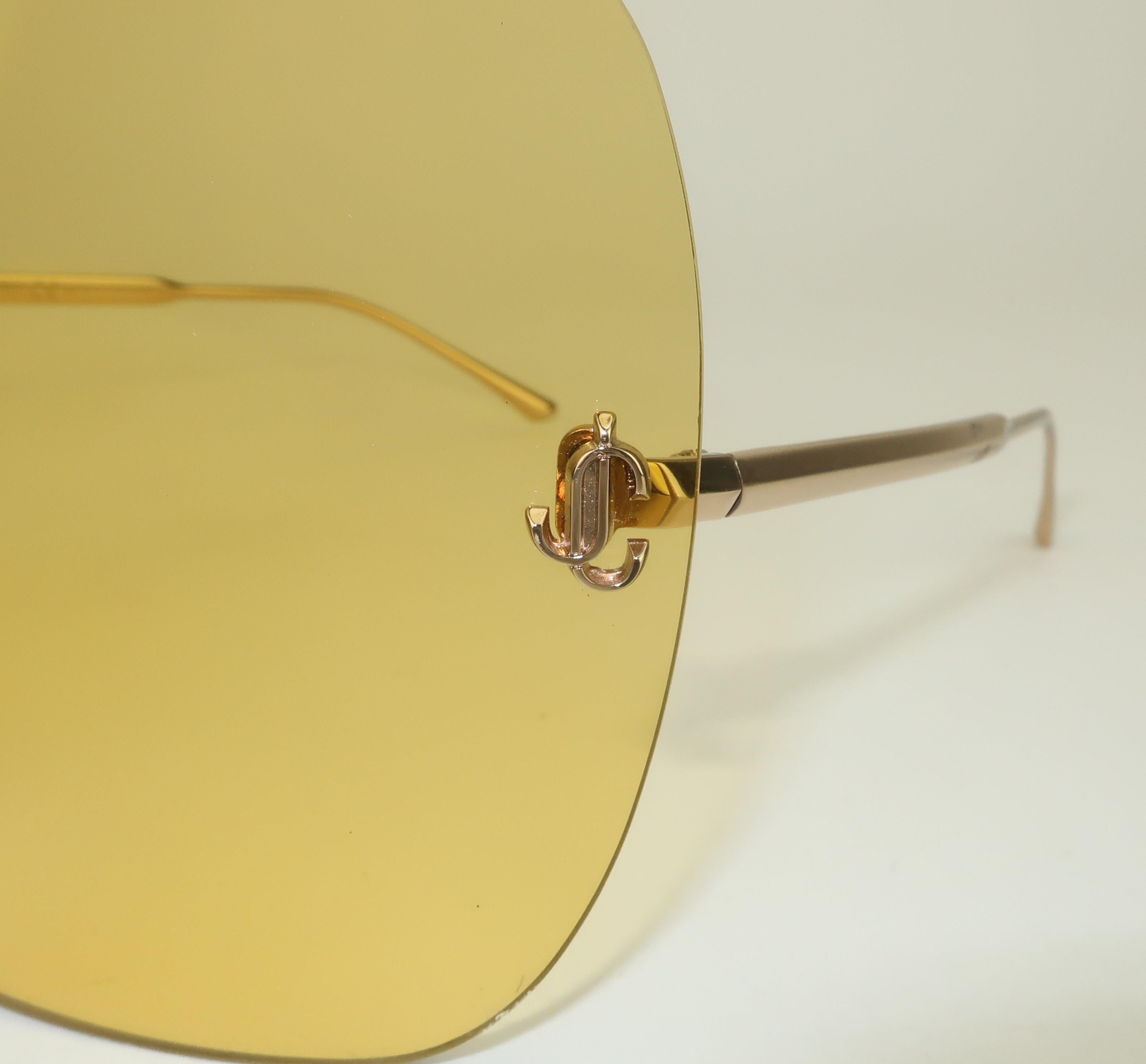 Jimmy Choo Yellow Zelma Wraparound Sunglasses en vente 4