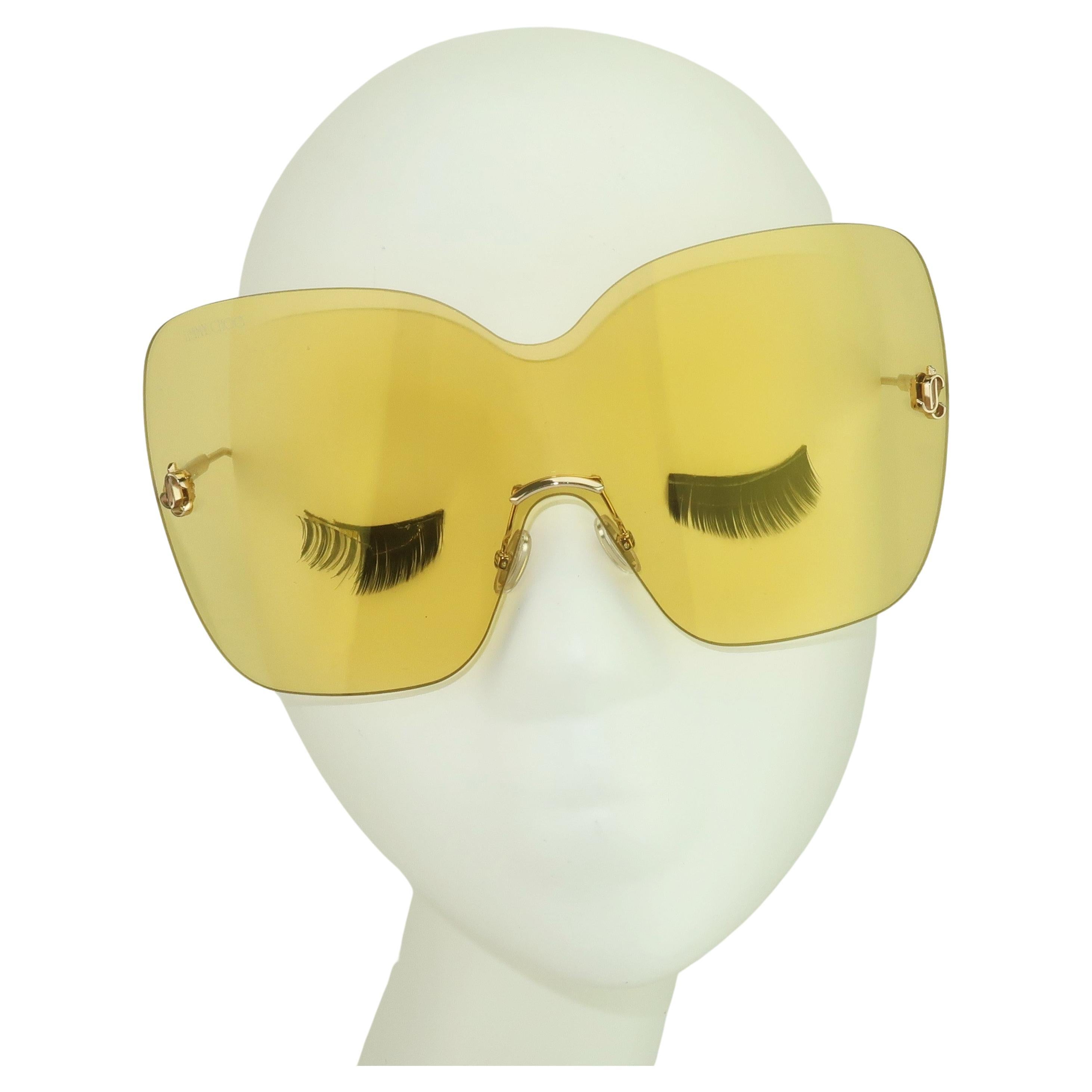 Jimmy Choo Yellow Zelma Wraparound Sunglasses For Sale
