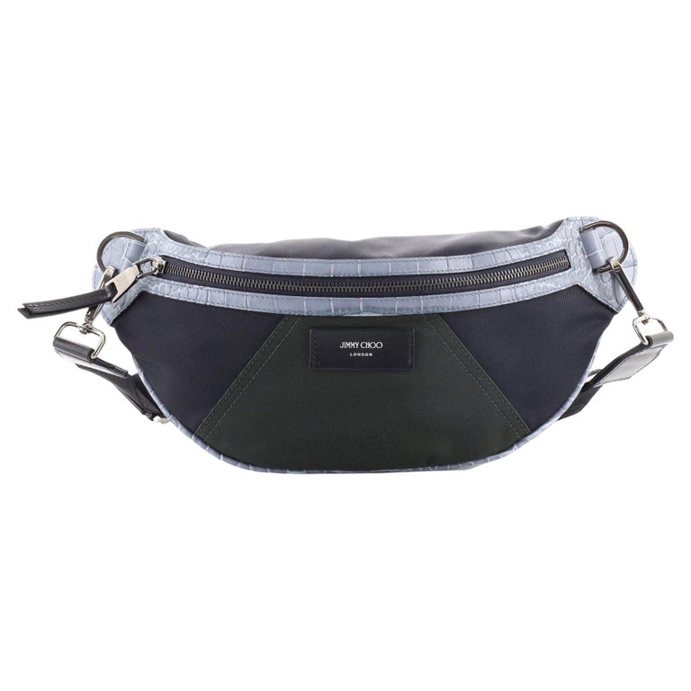 Jimmy Choo York Belt Bag Nylon with Crocodile Embossed Leather For Sale at 1stDibs