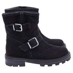 Jimmy Choo Youth II Glitter-Effect Ankle Boots in Black Glitter