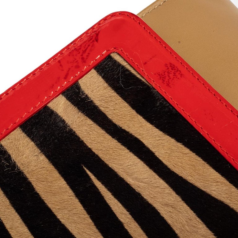 Jimmy Choo Zebra Print Calfhair, Patent and Leather Flap Chain Shoulder Bag For Sale at 1stDibs