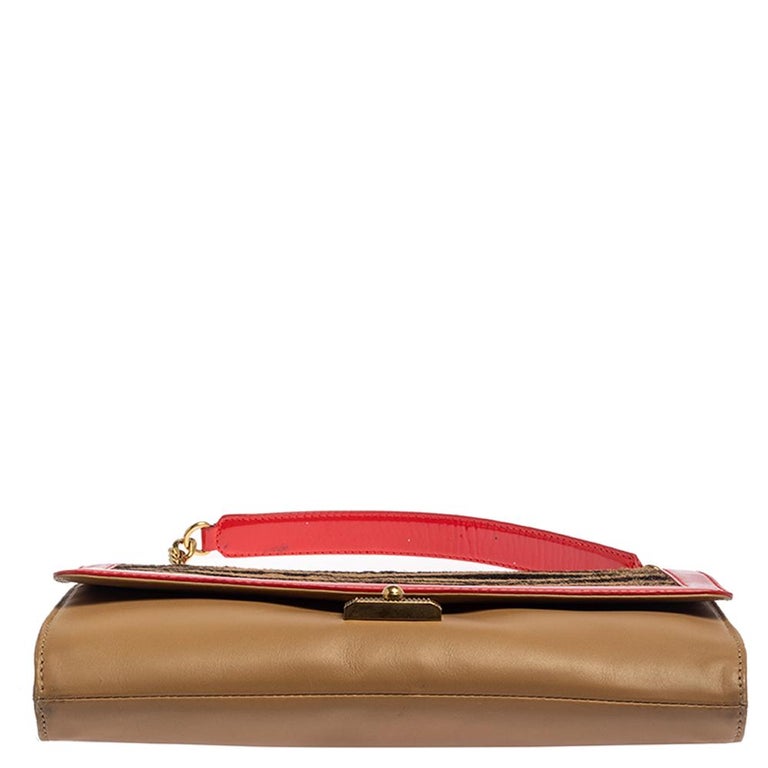 Jimmy Choo Zebra Print Calfhair, Patent and Leather Flap Chain Shoulder