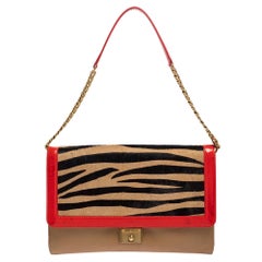 Jimmy Choo - Borsa a tracolla con catena e patta in pelle, vernice e vitello con stampa zebrata
