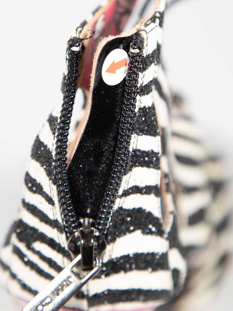 Jimmy Choo Zebra Rob Pruitt Diffuse Sandals Size IT 39 For Sale 1