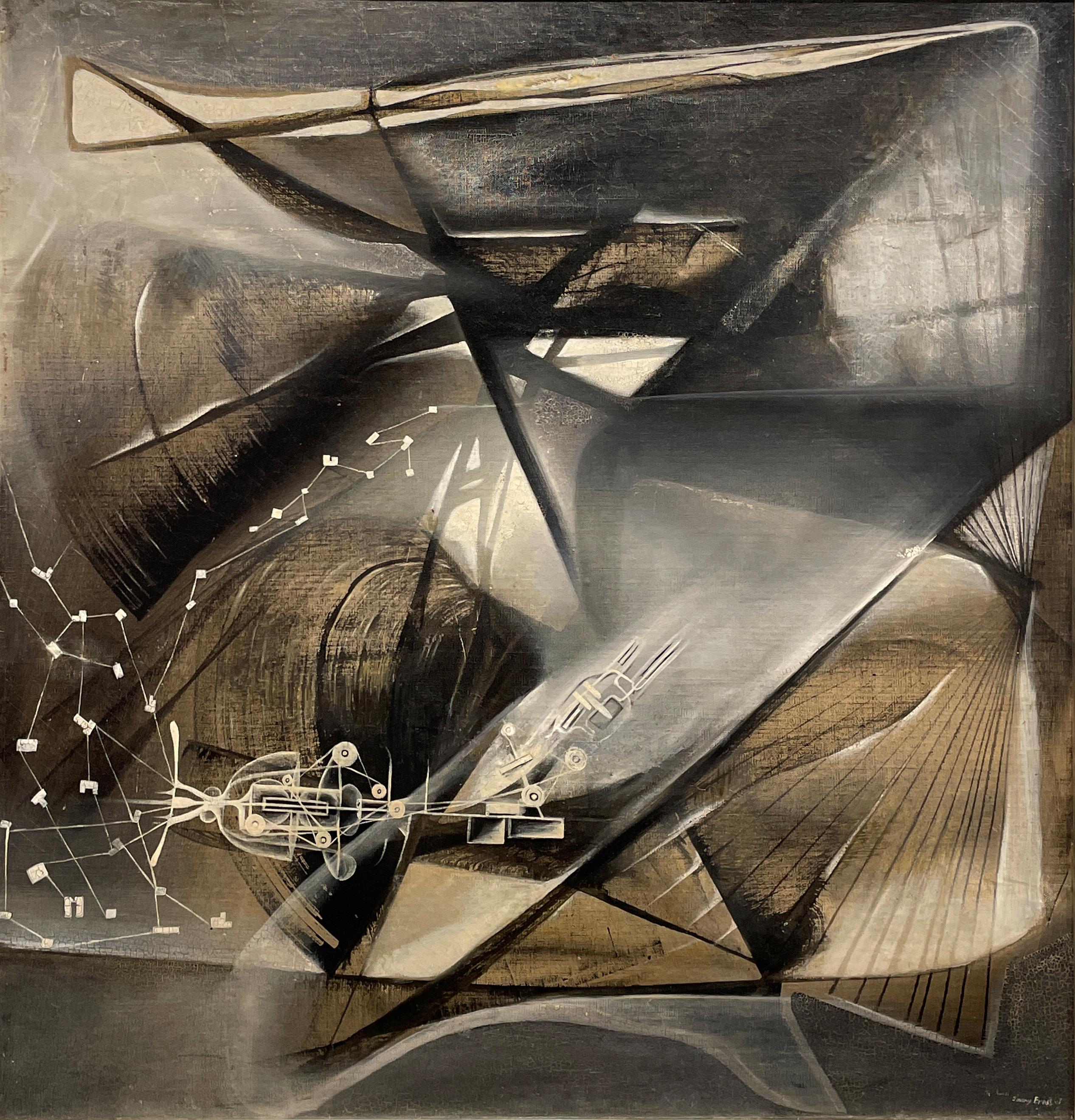 Jimmy Ernst
2:19 Blues, 1947
Signiert und datiert unten rechts; signiert, betitelt und datiert auf der Rückseite
Öl auf Leinwand
23 x 22 Zoll

Provenienz:
Private Collection, New Jersey

Jimmy Ernst war ein bedeutender und einflussreicher Künstler