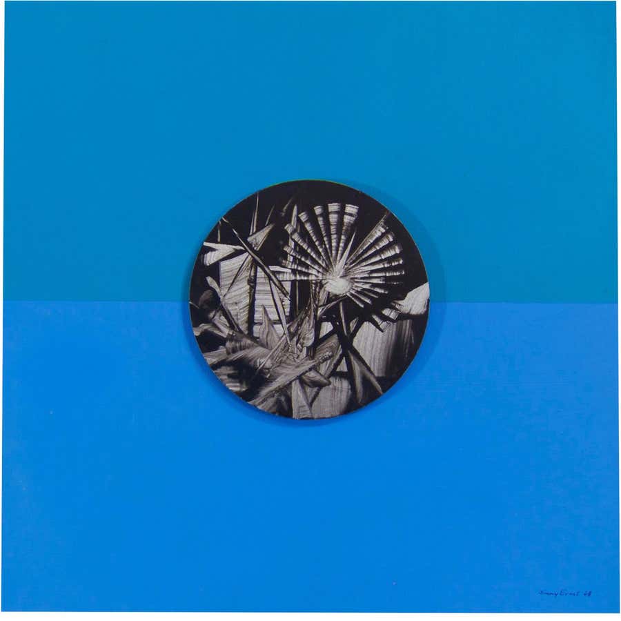 Modern art painted disc by Jimmy Ernst