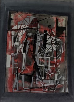 "Untitled, " Jimmy Ernst, Abstract Expressionism, Black Red Midcentury Surrealism