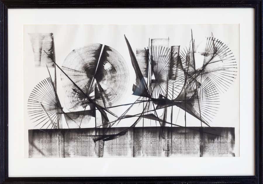 Intersections, Abstract Expressionist Ink and Wash Drawing by Jimmy Ernst