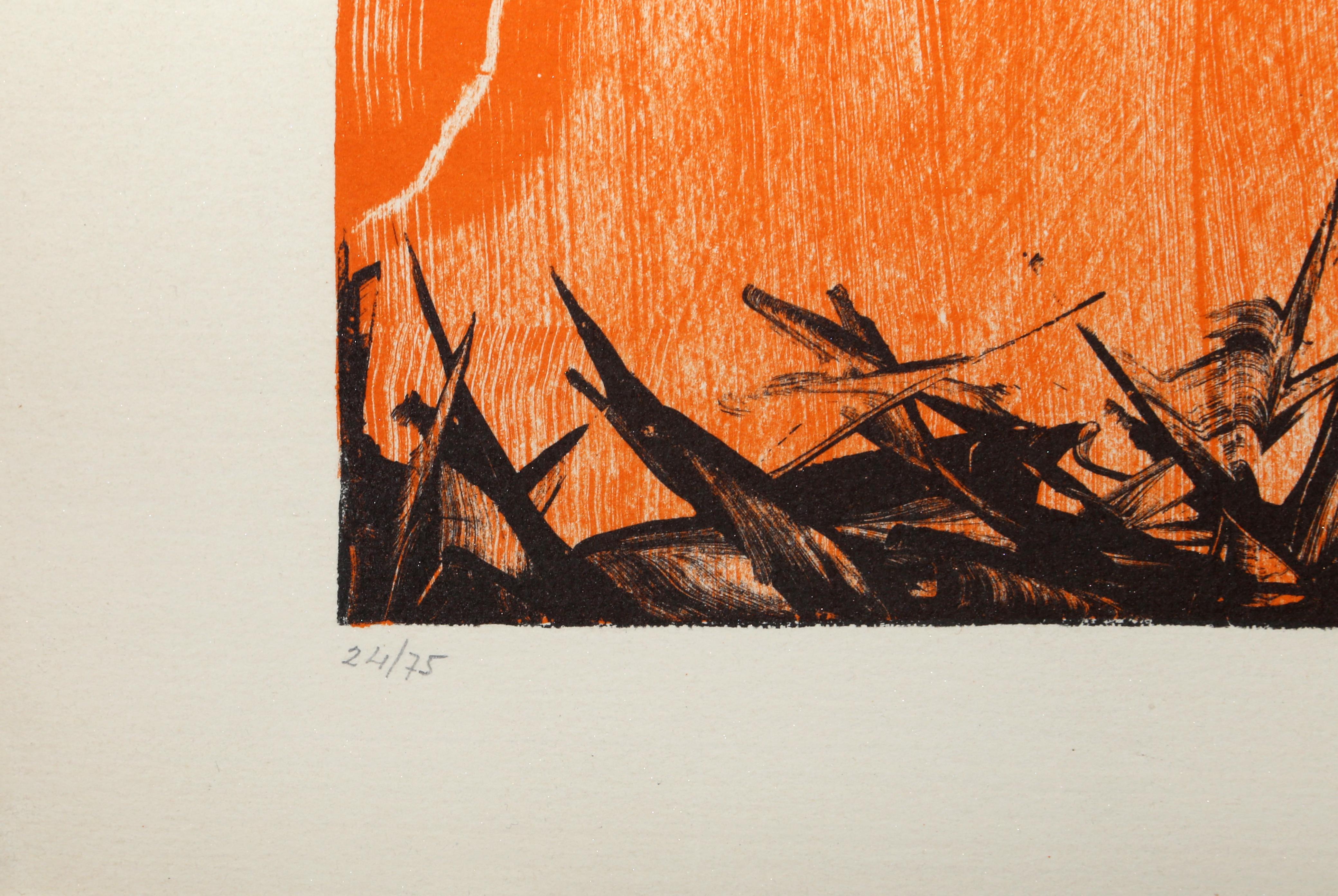 Paysage d'Orange
Jimmy Ernst, Américain (1920-1984)
Date : circa 1970
Lithographie, signée et numérotée au crayon
Edition de 24/75
Taille de l'image : 17.75 x 24 pouces
Taille : 22 x 28 in. (55.88 x 71.12 cm)