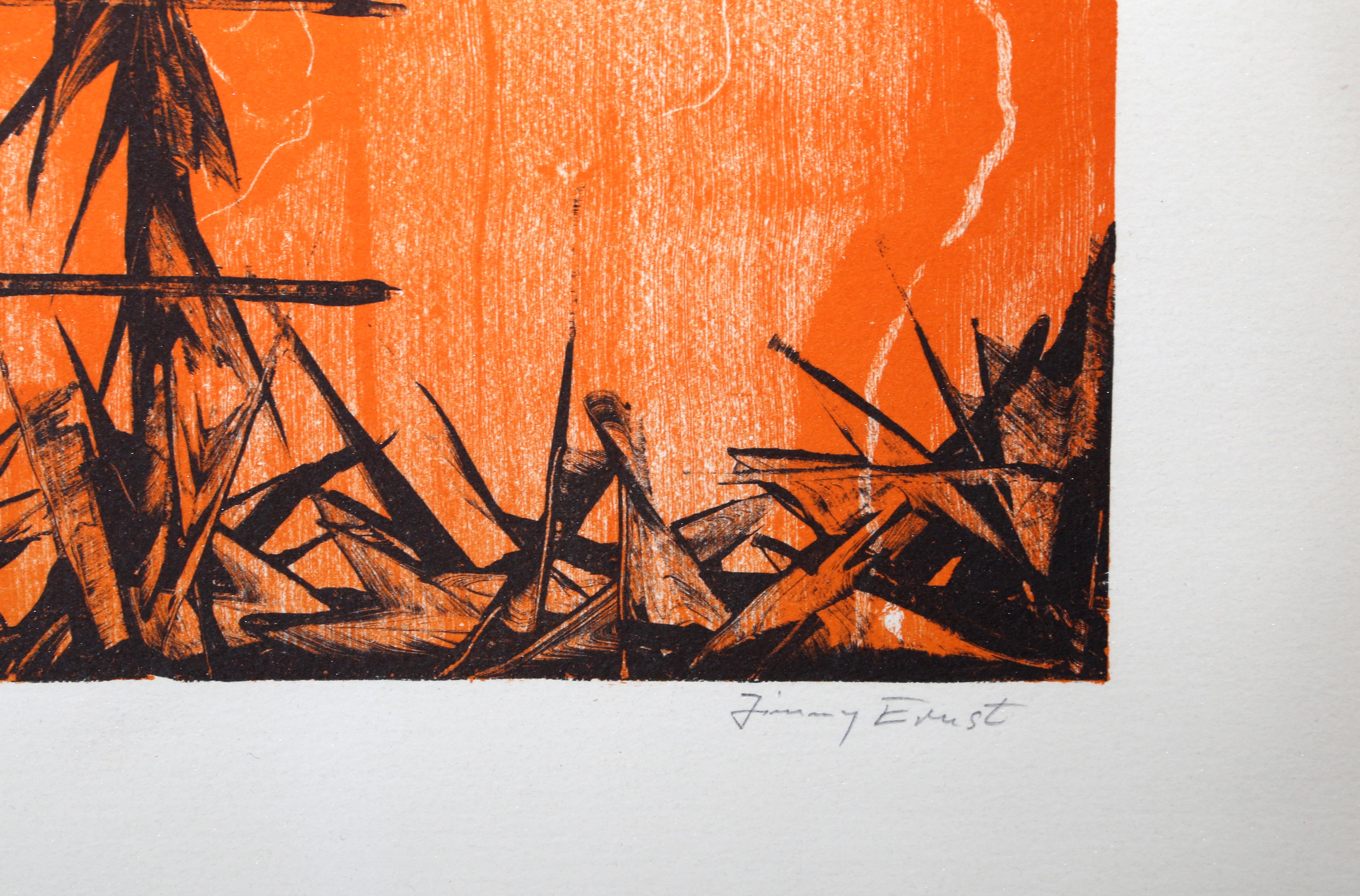 Paysage orange, lithographie 1